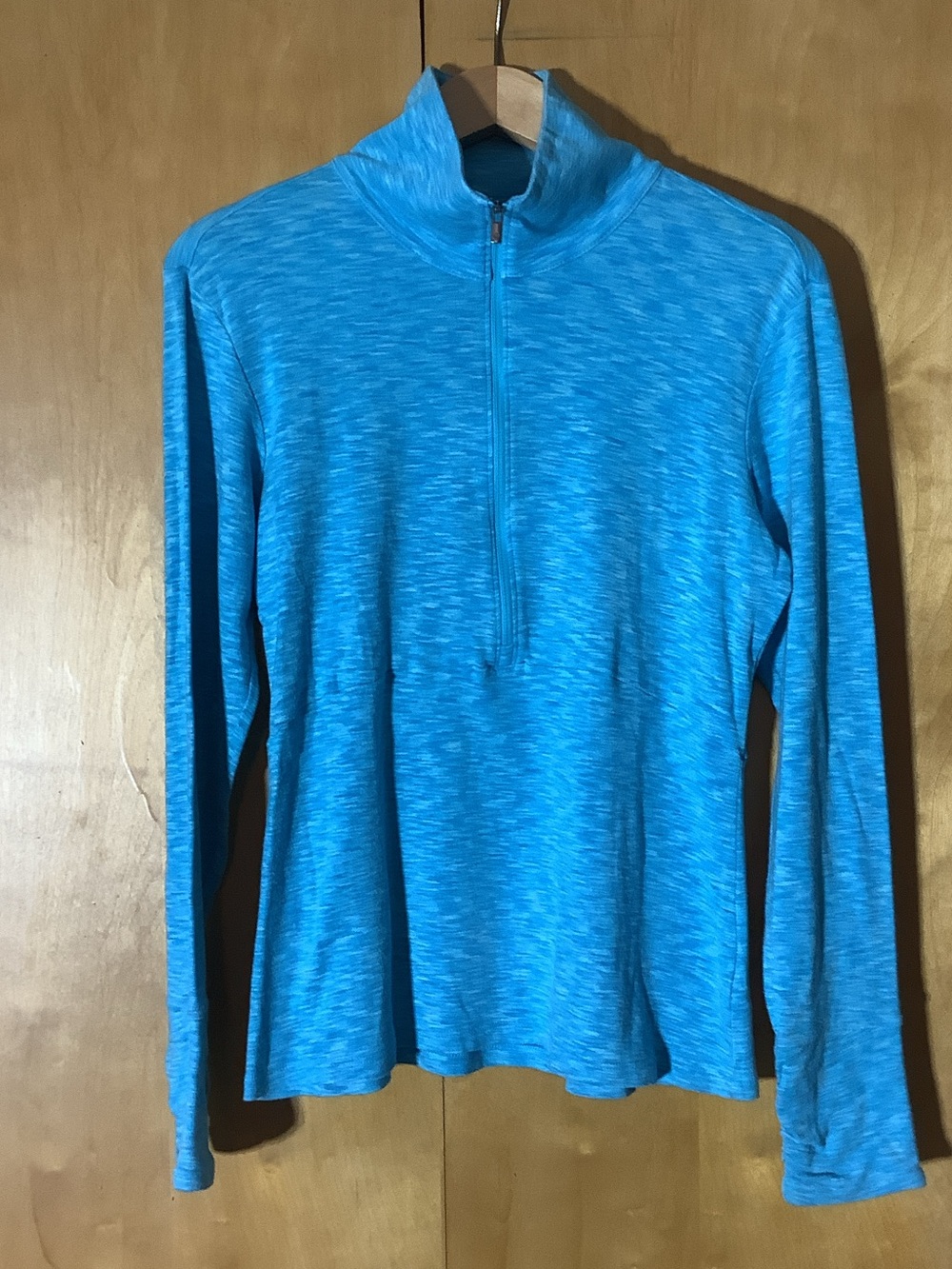Columbia turquoise heathered half zip, size large